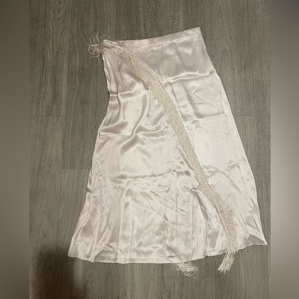 NWT VINCE Fringe Draped Asymmetric Skirt in Satin 2 - Picture 4 of 8
